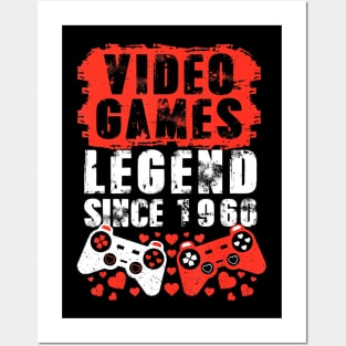 Gaming 1960 Birthday Video Games Birthday Gamer Posters and Art